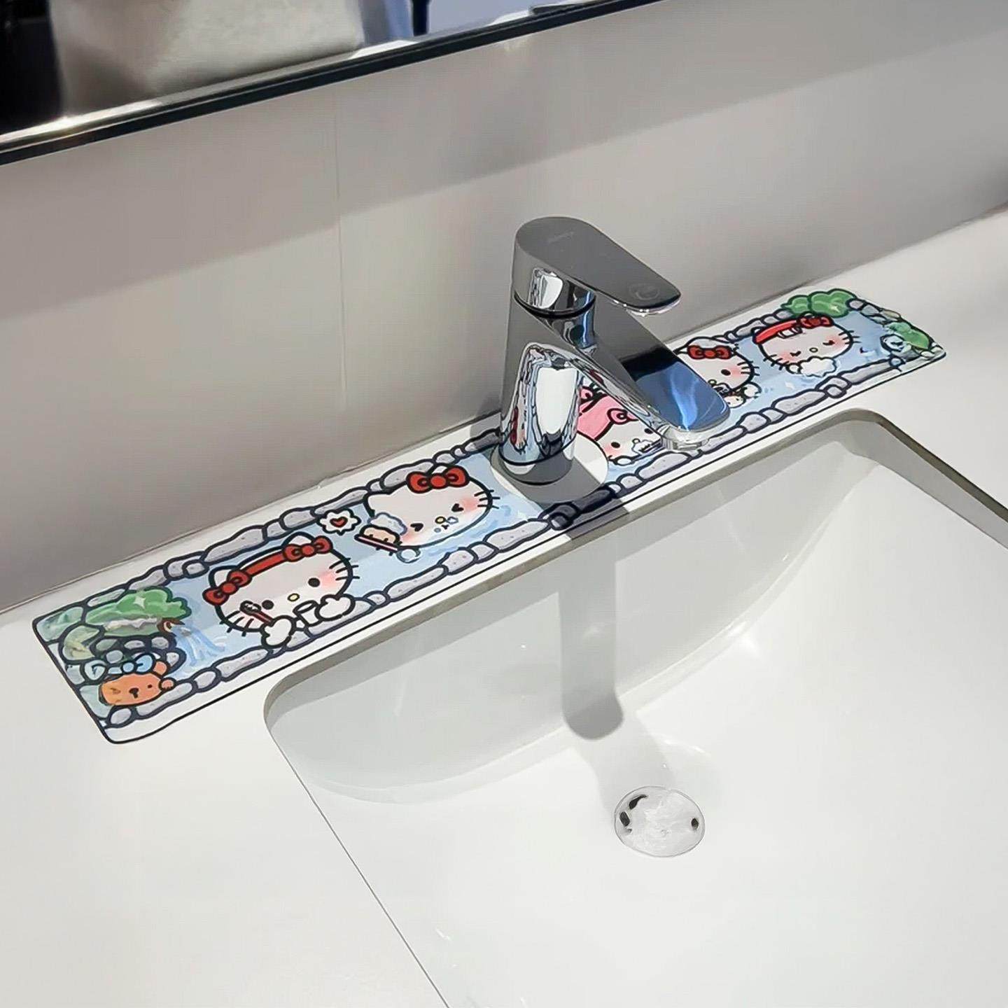 超可爱的KT猫沥水垫！水龙头防溅水硅藻卫生间洗手台垫台面吸水垫