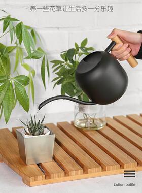 1200ml长口浇花水壶白色鼓形不锈钢浇花神器花卉生长小浇水水壶