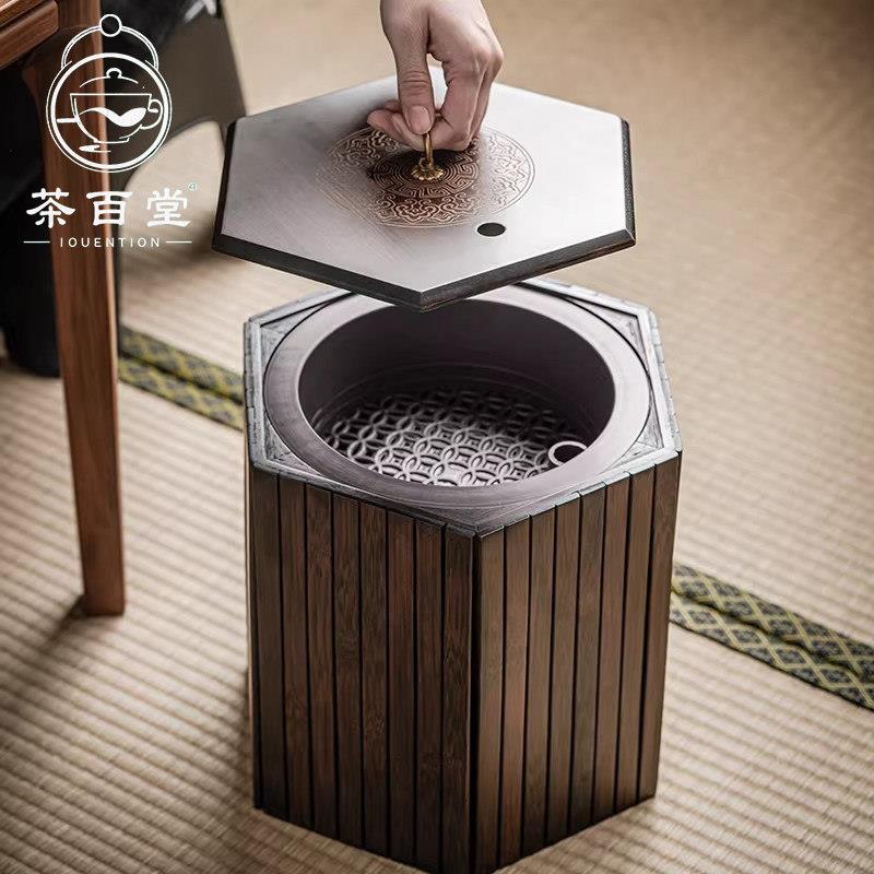 竹木茶水桶茶渣桶家用储水桶茶台废水桶功夫茶具配件垃圾桶排水桶
