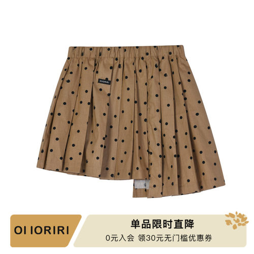 OIIORIRI波点不规则百褶短裙