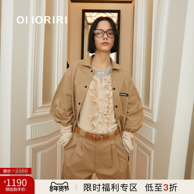 OIIORIRI复古工装落肩袖衬衫