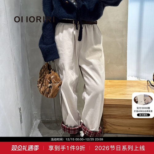 OIIORIRI加绒卷边水洗牛仔裤