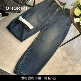 直筒长裤 加绒收口做旧水洗牛仔裤 OIIORIRI 子 5折限时福利款