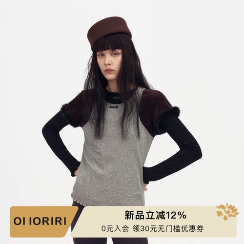 OIIORIRI花边圆领无袖背心