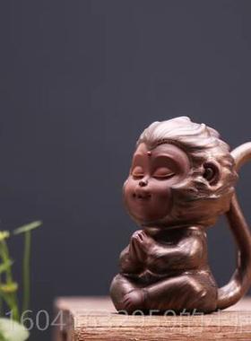 新款品白齐天大瓷圣孙悟空陶瓷禅猴意茶宠摆件小子精鱼缸造景家居