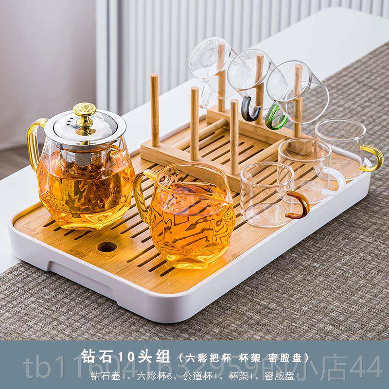 新款式功夫茶具日套装家用约玻简璃泡茶神耐器热办公会客泡茶杯壶