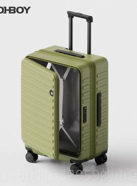 新款ohbo侧李开盖行箱女可扩多功能20寸y拉杆旅展行箱登机密码皮