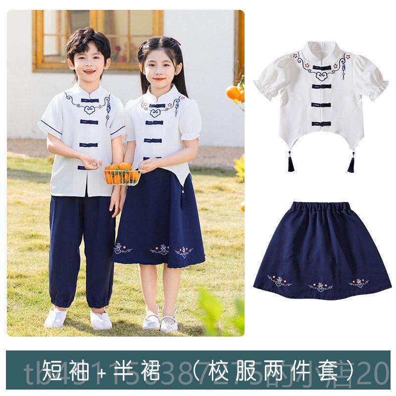 高档女男童汉服男童古装套装童夏季装中国风唐装孩民族服儿夏装演