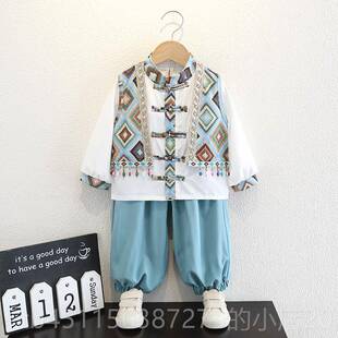 高档儿唐童三月装三日汉代五十六少民族男女服戴庄表演服装幼儿数