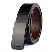 皮韩版 高档男士 带真平滑扣腰带休闲百皮搭款 纯牛皮商务中青潮年黑