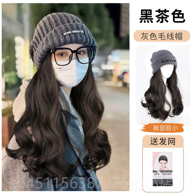 高档帽子假发一体时尚全头套女款204款新彷真发季全真人发秋冬针