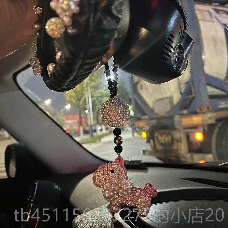 高档雅越新款珍水钻汽车后视珠套镜挂件韩国可内爱女士创意车倒车