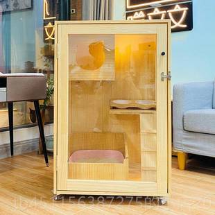 高档猫咪别墅三猫别墅实木猫房子猫柜猫子豪笼华双层猫窝层猫爬架