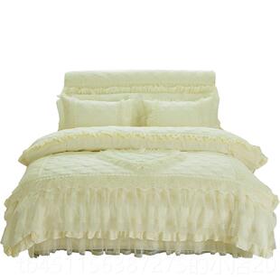 花四件套裙蕾丝边床罩式 公主风夹棉床款 加厚1套.8x2m床4 韩版 正品