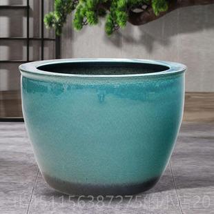 高档景旧德缸镇陶鱼缸古法养鱼缸庭院户外民瓷间老老式 大水睡莲荷