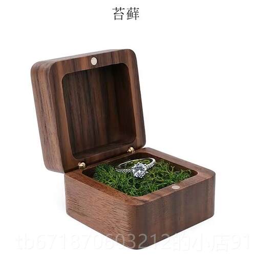 正品求婚戒珠指盒制木首饰盒黄金存放收纳耳针宝可携式耳饰覆古饰