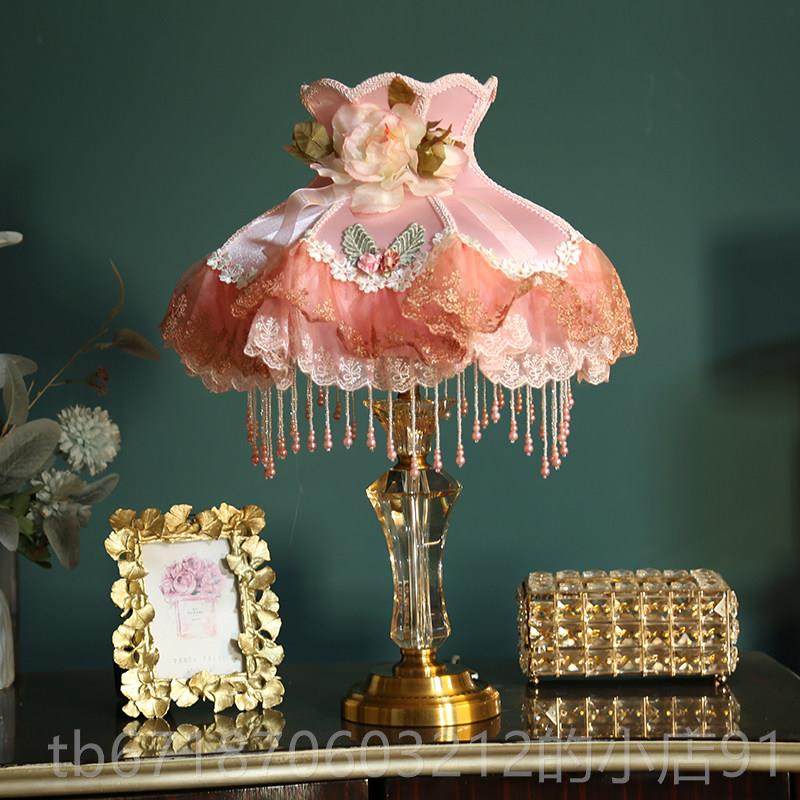 正品欧式台灯卧室头灯温馨创意结轻美式复古现代床夜奢灯婚庆台灯