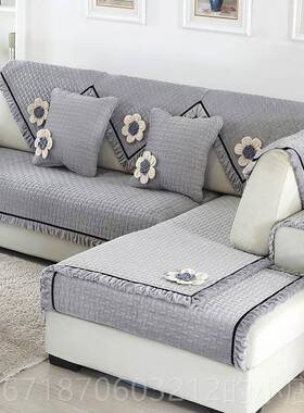 高档毛绒沙发垫冬季布艺防滑万垫家加用厚客厅冬天紫色能坐全包沙