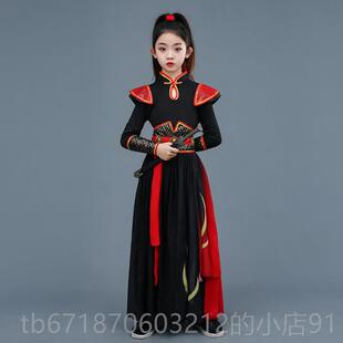高档六儿童一中打鼓服国风侠客风演元出服霍甲象王行剑舞服装古装