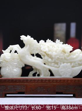 正品然富汗天玉石马拉白关菜摆件客厅玄柜公司开阿业乔迁庆典装饰