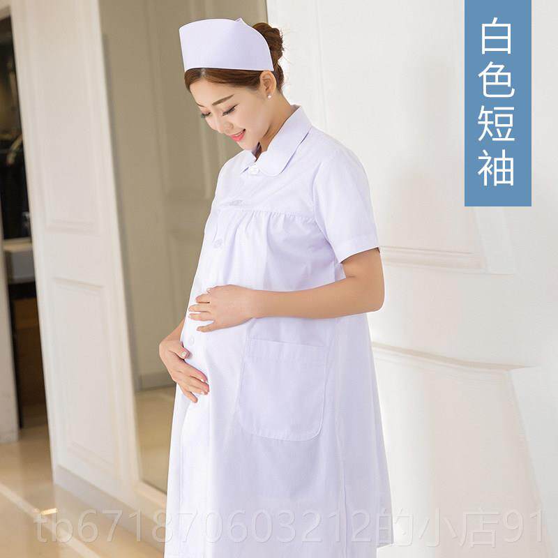 正品五环精诚孕妇护士服袖套士装女春夏气圆领药短店白大褂护透工