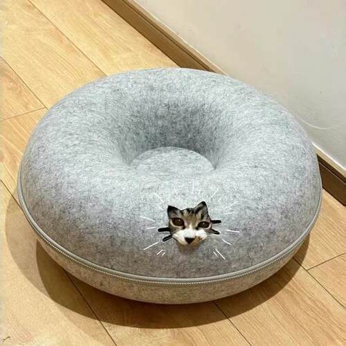 甜甜圈隧道猫窝四季通用封闭式新式毛毡窝猫咪躲避屋睡窝宠物用品