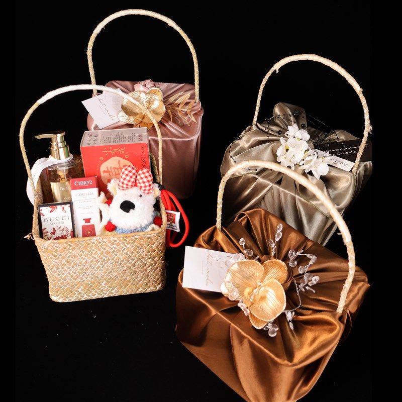 新中式国风婚礼伴娘伴手礼提篮版风吕敷创意伴手礼盒结婚宾客回礼