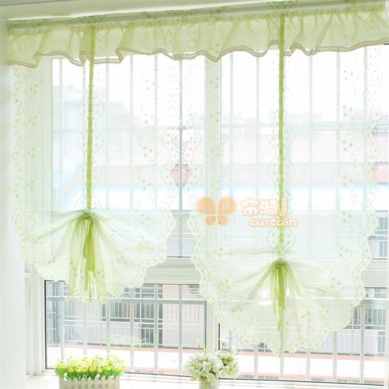 花海 唯美欧式气球帘飘窗帘免打孔升降扇形帘成品罗马窗帘纱 帘头