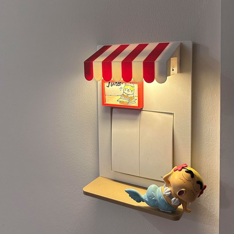 【角落氛围感】开关装饰墙贴带遮丑保护套带人体感应小夜灯按钮罩,家居饰品,开关贴,淘宝优惠券,粉丝福利购,淘宝优惠卷