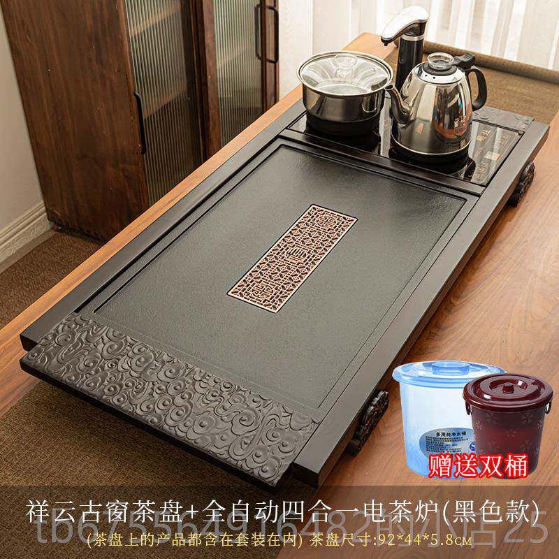 正品整套功夫茶具套装家用现代简约木乌金实石瓷仿烧水自动一体茶