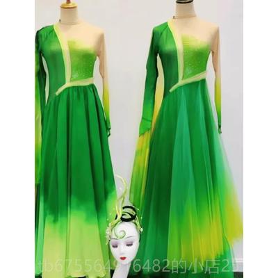 正品开场舞大裙演出服女大气现代踏歌行蹈摆服舞装歌伴连衣舞裙中