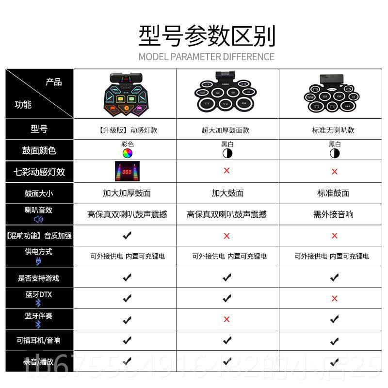 正品折可携式手卷电子乐鼓专业家练手爵士架子鼓初叠学者入门儿童