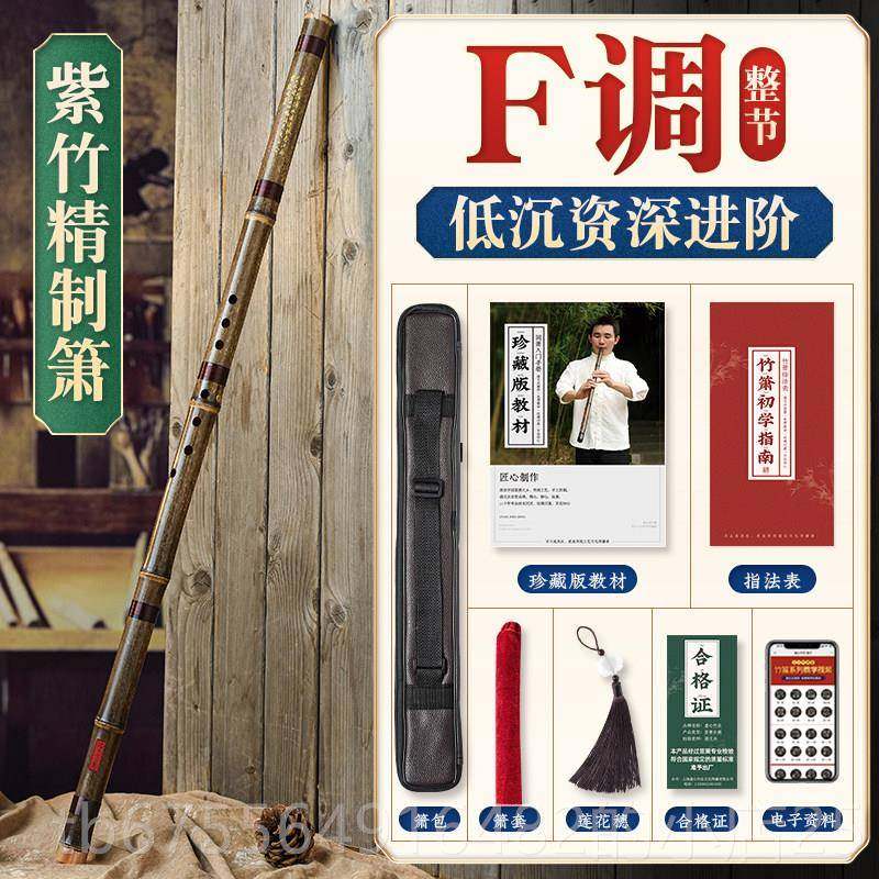 正品湛文兵8八孔F 竹器初学洞箫箫竹精制一节G调乐短紫箫专业演奏