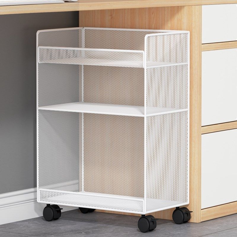 办公室置物架桌面文件收纳柜落地多层办公桌书架桌下可移动小推车