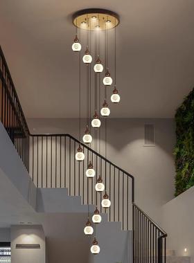 楼梯长吊灯新中式loft楼梯灯复式楼挑空旋转楼梯间2024年新款吊灯