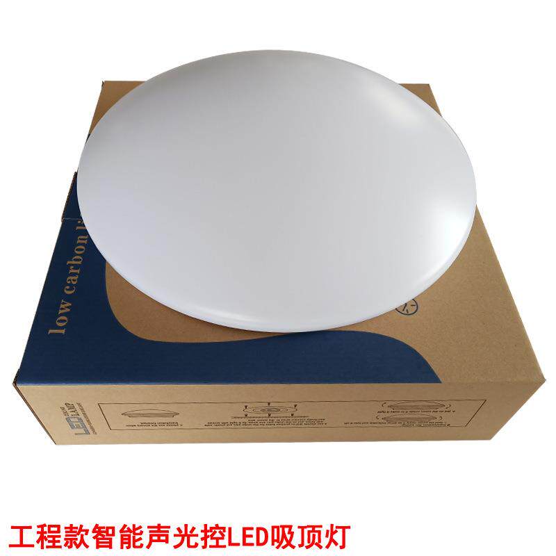 工程声光控LED吸顶灯电梯间感应阳台灯走廊过道感应灯面包灯超亮 - 实物图