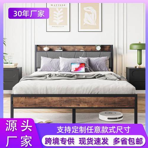 铁艺床双人床钢床铁架床加粗加厚铁床现代简约1.8米床宿舍床1.5