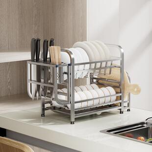 厨房加粗碗碟沥水架双层碗筷收纳架餐具置物架沥水篮洗碗池放碗架