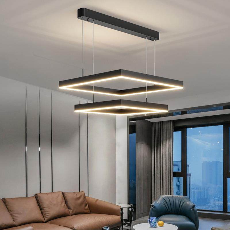 现代简约铝材客厅吊灯北欧创意大气办公室展厅餐厅正方形组合吊灯