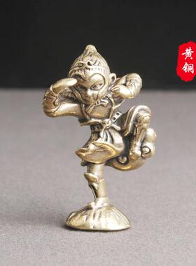 复古黄铜齐天大圣孙悟空桌面摆件美猴王铜雕工艺品摆饰老铜器