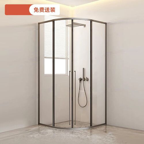 弧形淋浴房一体式卫生间家用浴屏浴室玻璃隔断洗澡移门
