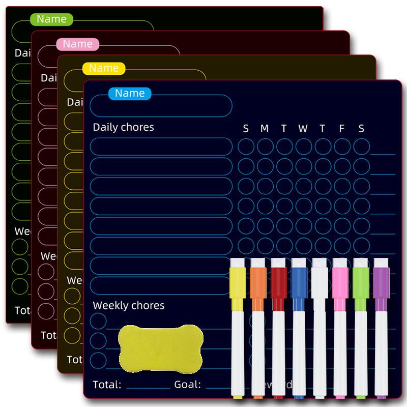 黑色日历可擦写月周计划表磁性白板干擦冰箱贴留言板软磁铁黑板贴