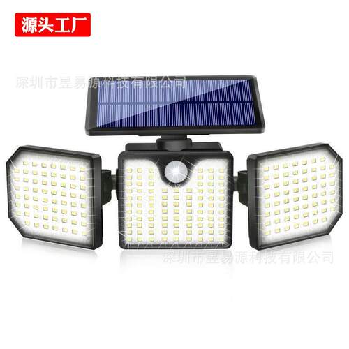 太阳能壁灯 230LED防水庭院灯人体三头感应走廊露台灯 花园灯