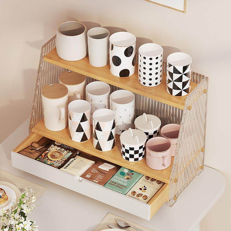 厨房桌面置物架办公室收纳整理餐桌调料杯子零食多层化妆品收纳架