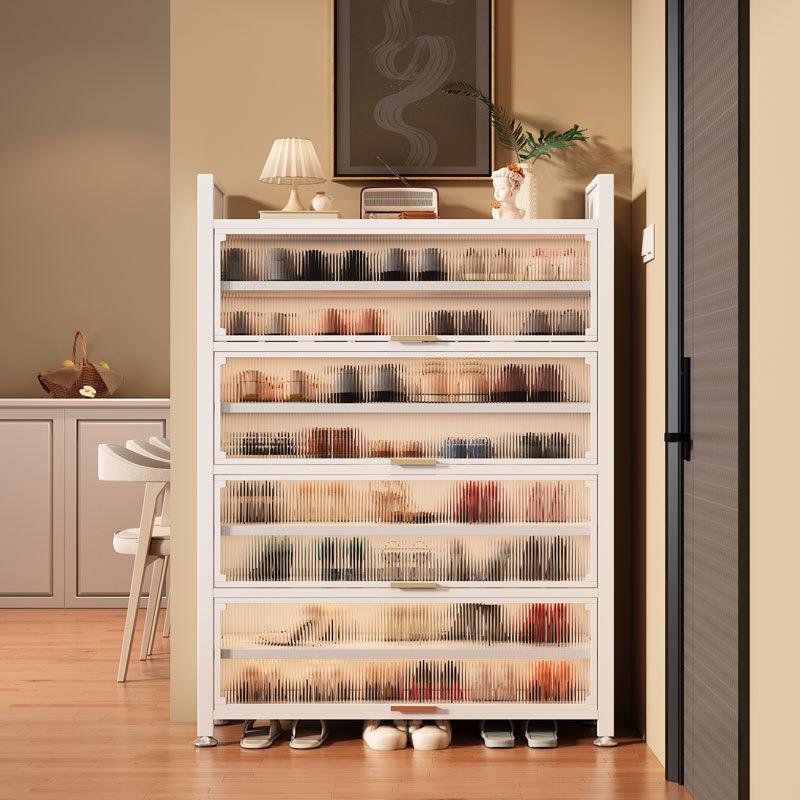 家用铁艺鞋柜门口玄关楼道上翻门防尘防水大容量多层鞋柜钢制鞋架