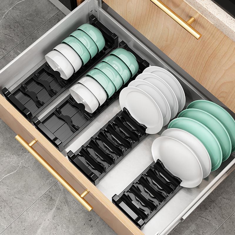 厨房抽屉收纳分隔内置碗架柜内橱柜碗盘收纳架盘子碗筷餐具碗碟架