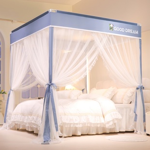 2025新款 A类三开门落地宫廷蚊帐卧室家用1.8m2.0米床防蚊防尘纹帐