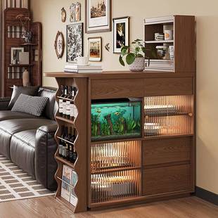 全实木台餐边柜一体日吧式 厅可缩伸缩餐桌窄岛台FOL家收用客隔断