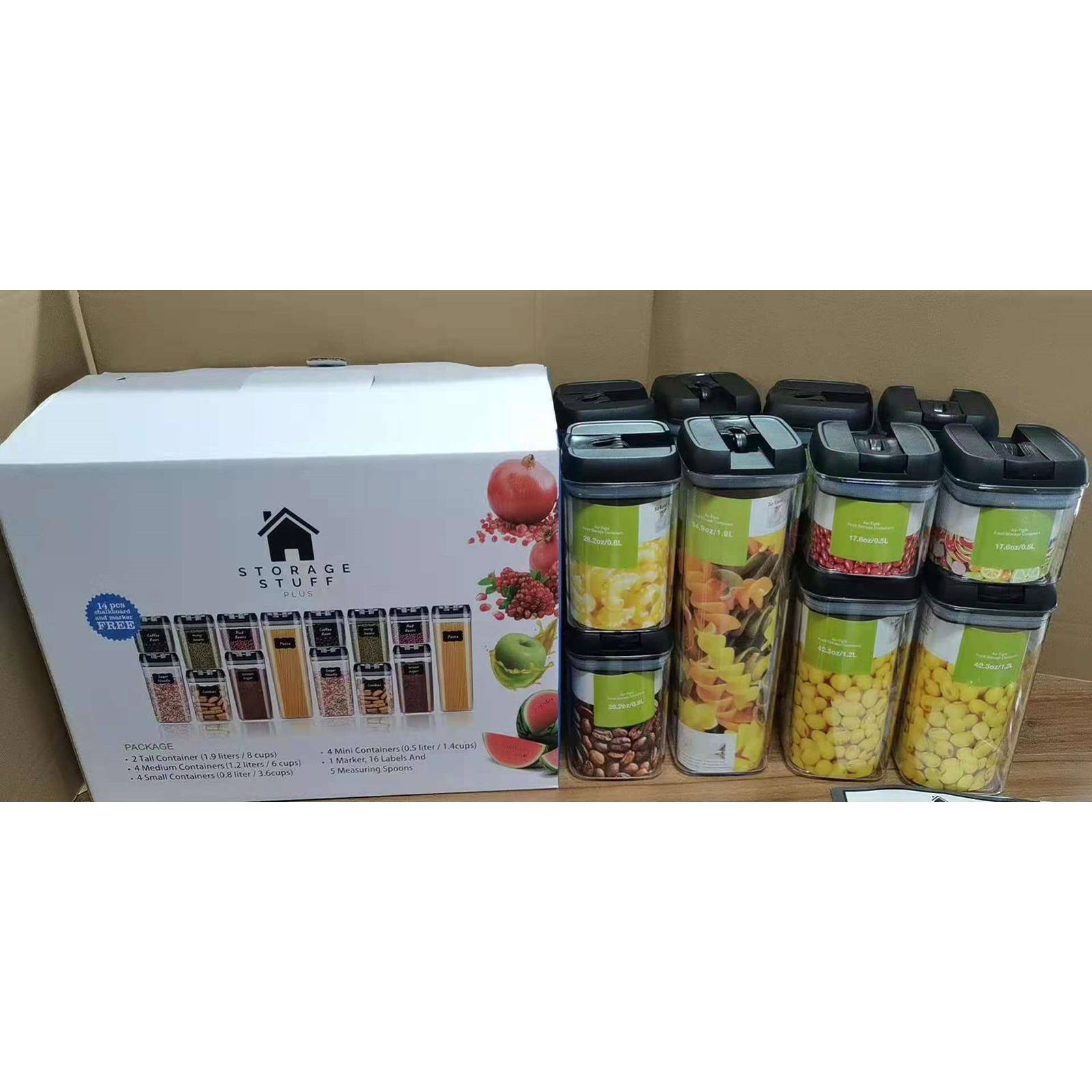 透家现货762杂罐粮储物罐塑料密封保鲜盒明厨房防潮密厂封方14件
