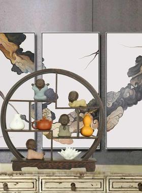 新中式展桌示架F8756767小件实木博古架客厅玄关办摆室公柜子家居